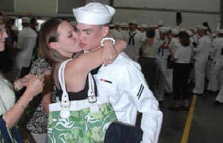 Sailors showcase skills learned during boot camp in front of their family and friends during graduation Pass in Review.